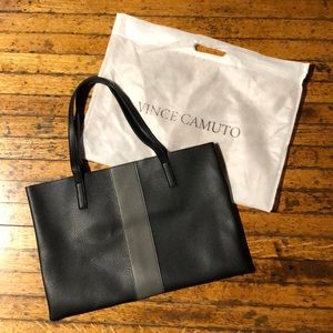 Vince Camuto Black and Gray Vegan Leather Tote